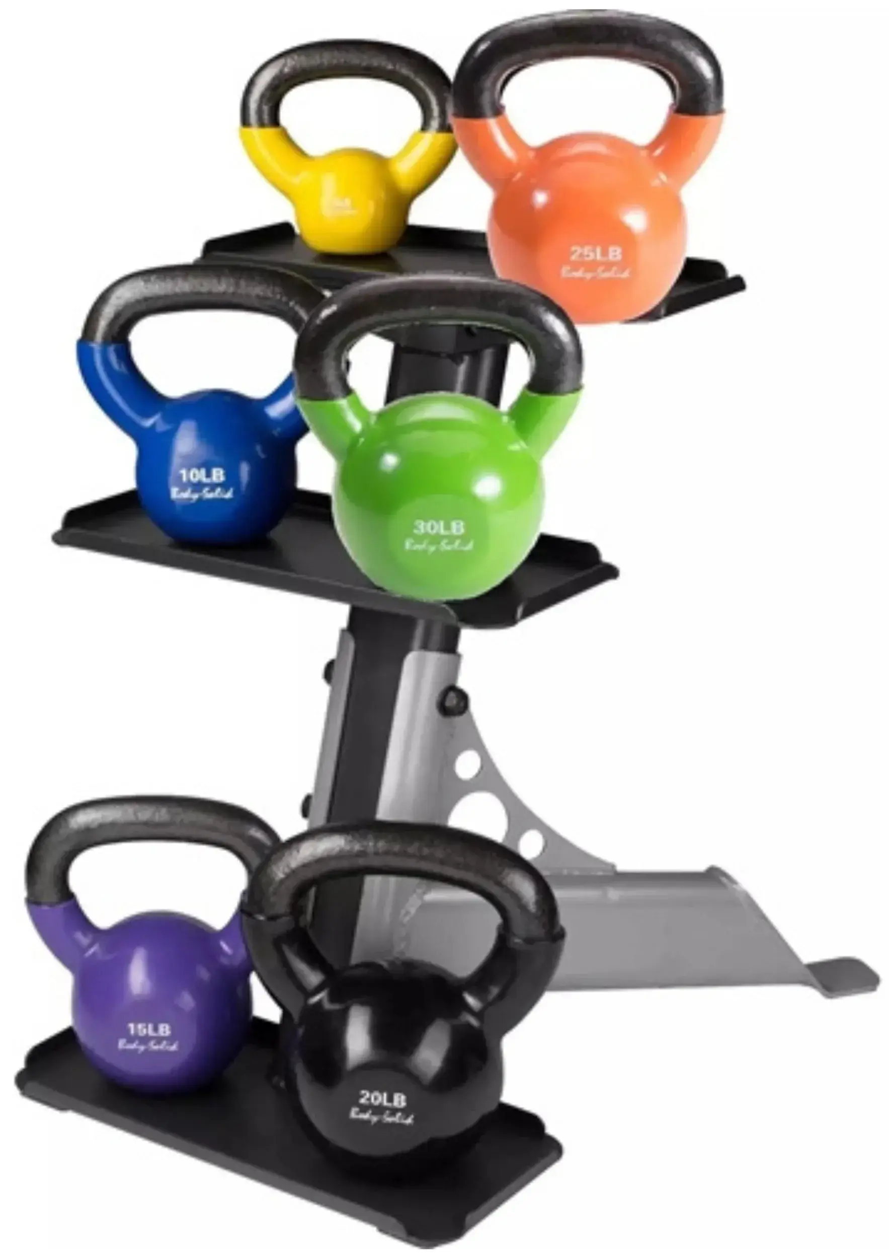 Body Solid KBVS105PACK Vinyl Coated Kettlebell Set 5-30 lb. with GDKR50 (New) - Image 3