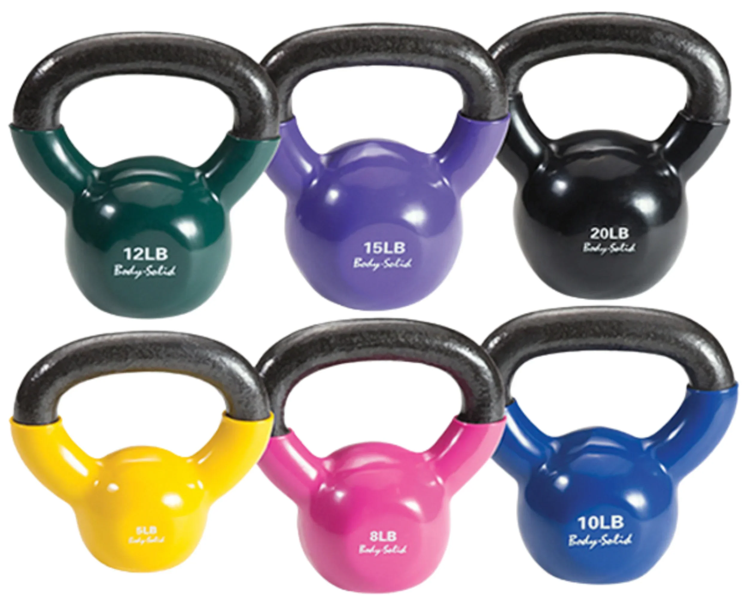 Body Solid KBVS70PACK Vinyl Coated Kettlebell Set 5-20 lb. with GDKR50 (New) - Image 5