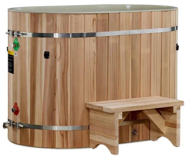 Dynamic Cold Therapy DCT-BO-50-PLPC-34 Oval Barrel Tub Cold Plunge (50-P) Pacific Cedar - 3/4 IN-OUT without Motor (New) - Image 2