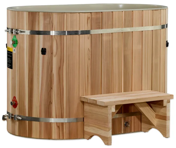Dynamic Cold Therapy DCT-BO-50-PLPC-34 Oval Barrel Tub Cold Plunge (50-P) Pacific Cedar - 3/4 IN-OUT without Motor (New) - Image 3