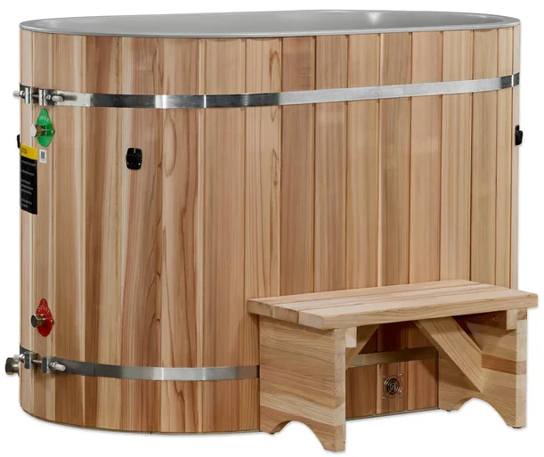 Dynamic Cold Therapy DCT-BO-50-PLPC-34 Oval Barrel Tub Cold Plunge (50-P) Pacific Cedar - 3/4 IN-OUT without Motor (New) - Image 4