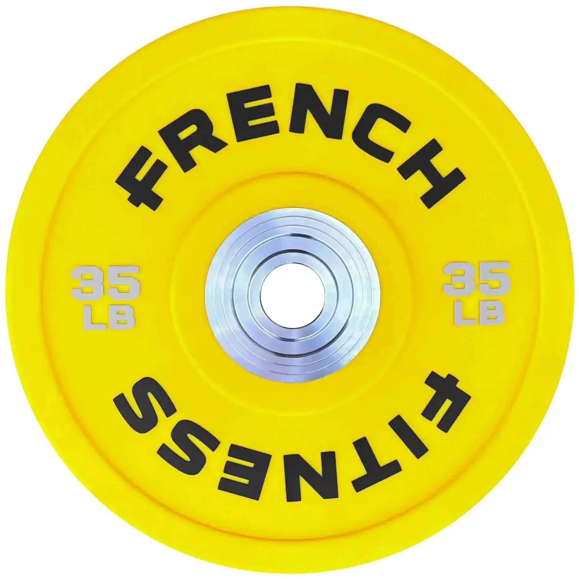 French Fitness Competition Urethane Bumper Plate 35 lb Colored (Yellow) (New) - Image 2