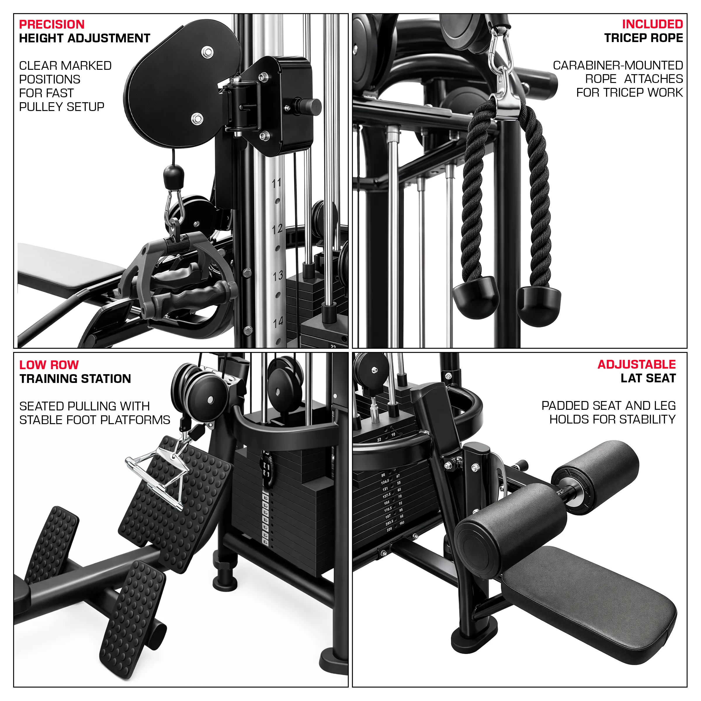 French Fitness FFB Black 4 Stack Multi Jungle Gym (New) - Image 3