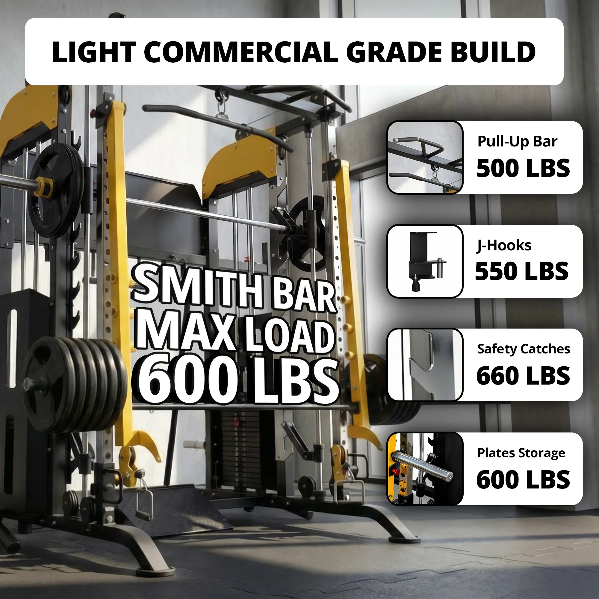 French Fitness FSR90 All-in-One Smith Machine, Functional Trainer & Squat Rack (New) - Image 3