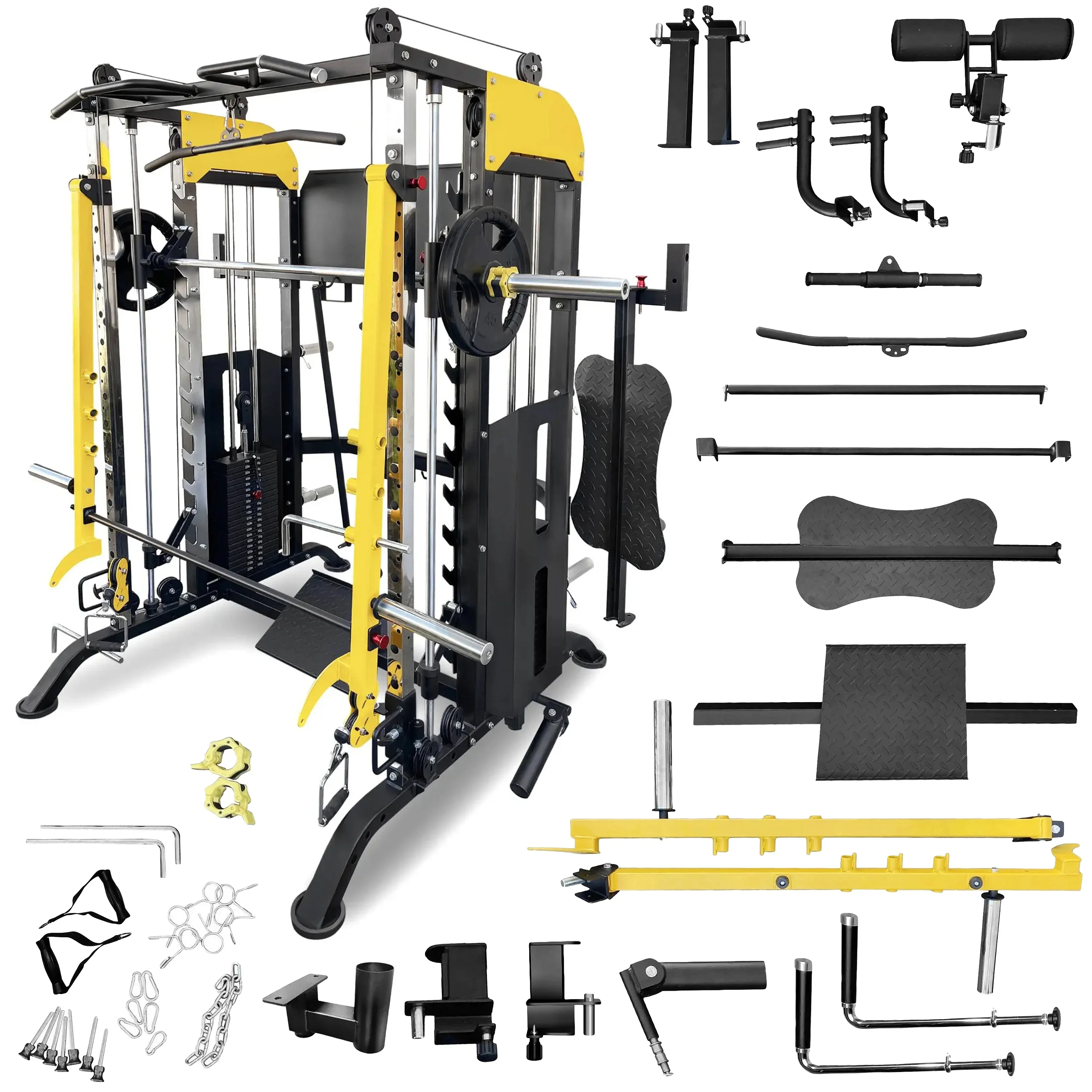 French Fitness FSR90 All-in-One Smith Machine, Functional Trainer & Squat Rack (New) - Image 4
